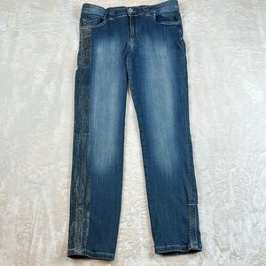 Elisa Cavaletti Blue Straight Leg Jeans Classic Style Bedazzled 32x30 Italy